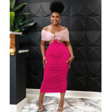 Fashion Ladies Casual Skinny Backless Hollow Pleated Dress Women
