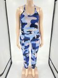 Large Size Print Fashion Sexy Sling V-Neck Pants Casual Two-piece Set
