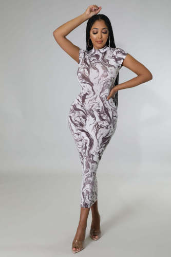 Fashion Print Short Sleeve Dress