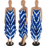 Positioning Print Fashion Loose Sling Slit Jumpsuit