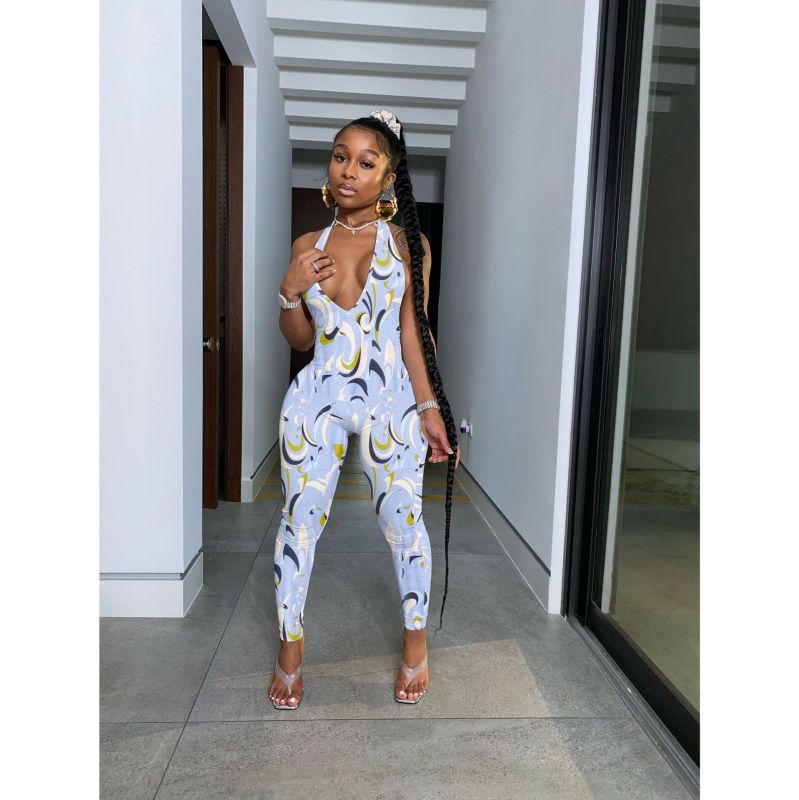 women's printed sexy pullover jumpsuit