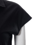 Women's Short Sleeve Lapel Button Slim Pack Hip Shirt Dress