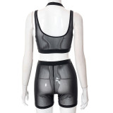 Sexy Vest Tight High Waist Hip Raise Hollow Shorts Suit