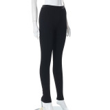 women's solid color casual high waist tight sports trousers