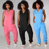 Women's Sleeveless V-Neck Loose Pocket Jumpsuit Women's Sleeveless V-Neck Loose Pocket Jumpsuit