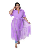 Fat Woman Plus Size Women's Chiffon Mesh Crinkle Top Casual Dress