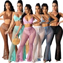 Women's Hollow Perspective Two-piece Beach Style Mesh Handmade Hook Sexy Fashion Suit