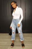 Fashionable denim loose high hip all-match jeans