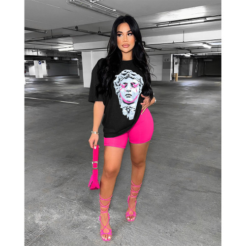 Women's Fashion Print Casual Colorblock Two Piece Suit
