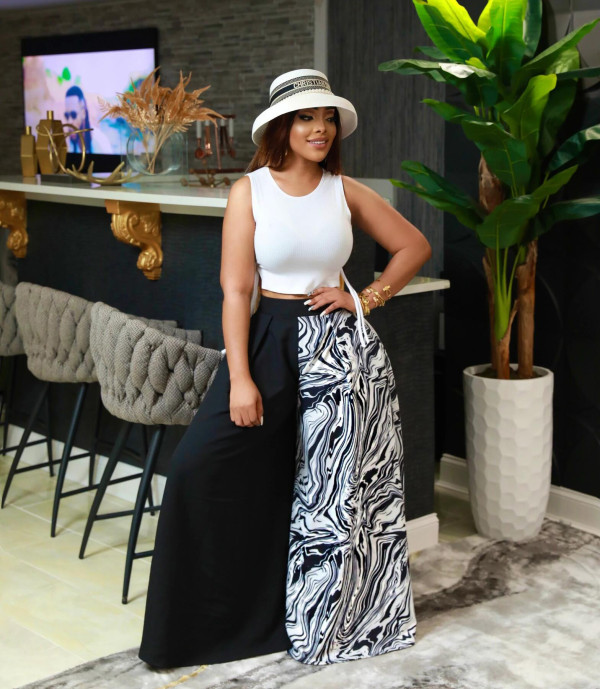 Tie Color Block Loose Two Piece Suit