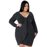 Solid Color Pullover Midi Dress Slimming Dress XC6007