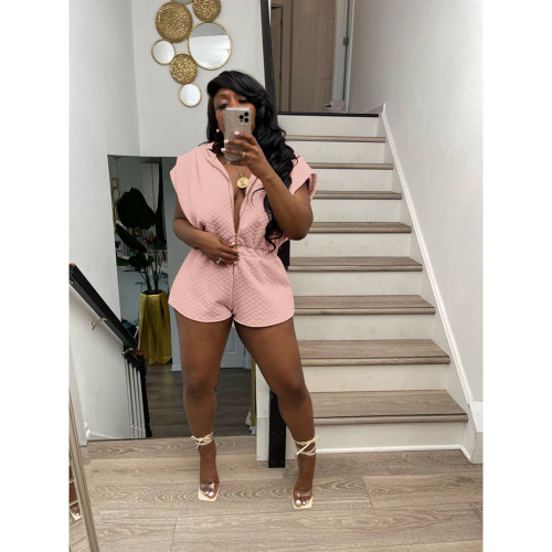 Diamond Check Hooded Solid Playsuit