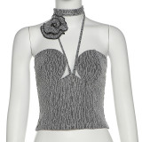Women's fashion halter neck sexy low-cut nightclub hot girl slim vest