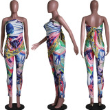 Casual fashion one-piece multi-wear printed two-piece beachwear