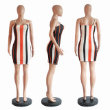Women's Fashion Striped Suspender Sexy Dress