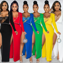 Fashion New Sexy Solid Color Irregular Long Sleeve Jumpsuit Women