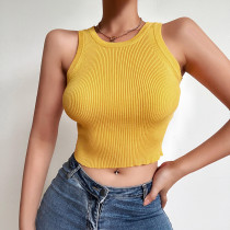 Wool knitted simple tight-fitting cropped navel all-match hot girl vest top women