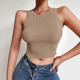 Wool knitted simple tight-fitting cropped navel all-match hot girl vest top women