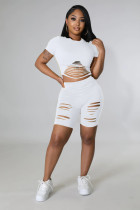 Solid color rushing to break the street trend short-sleeved shorts casual sports suit two-piece set
