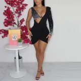 Sexy Slim V-Neck Hot Diamond Dress