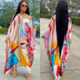 Fashion Painted V-Neck Long Sleeve Maxi Dress