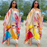 Fashion Painted V-Neck Long Sleeve Maxi Dress