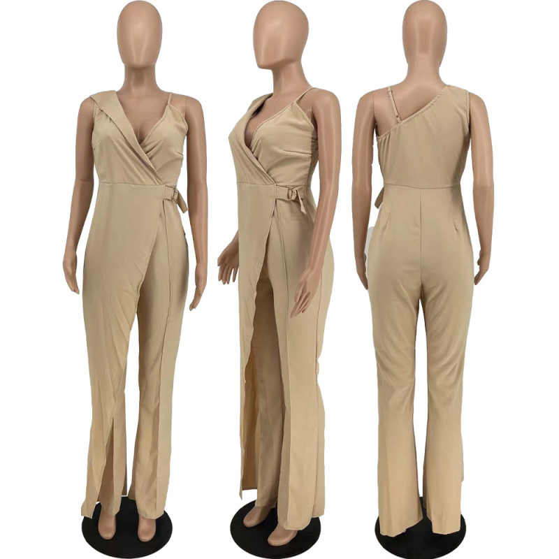 Solid Color Single Sling Fashion Jumpsuit