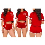 Pull-bar digital embroidery sports short suit