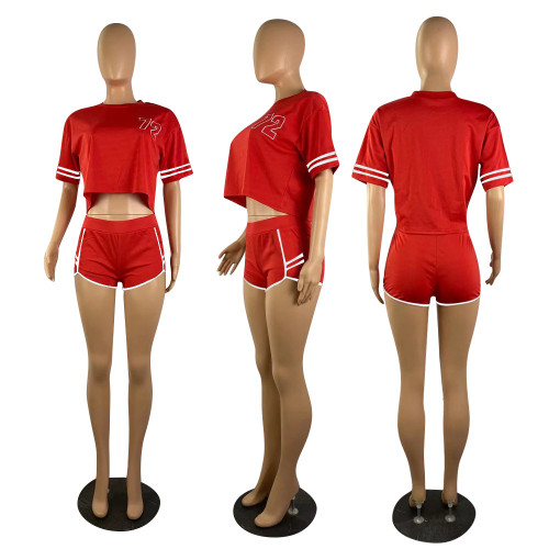 Pull-bar digital embroidery sports short suit