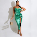 Fashionable Sexy Irregular Solid Color Midi Dress
