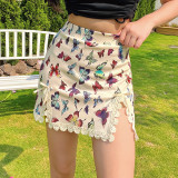 Butterfly print skirt sexy temperament hot girl casual skirt