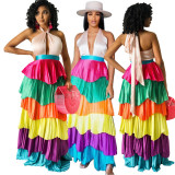 Sexy Multicolor Pleated Cake Dress Women