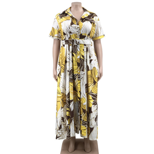 Printed Long Casual Two-Wear Plus Size Women's Dress