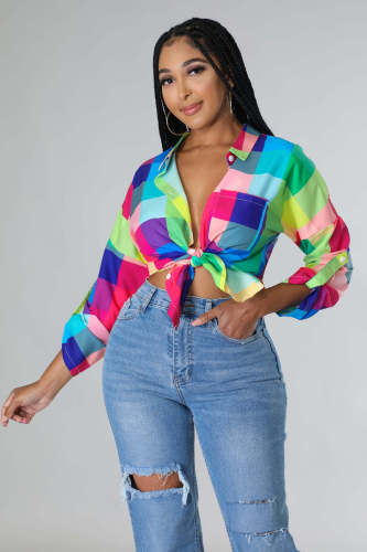 Lapel Long Sleeve Printed Shirt