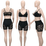 Cutout Sexy Slim Lace Panel Bikini Shorts Set