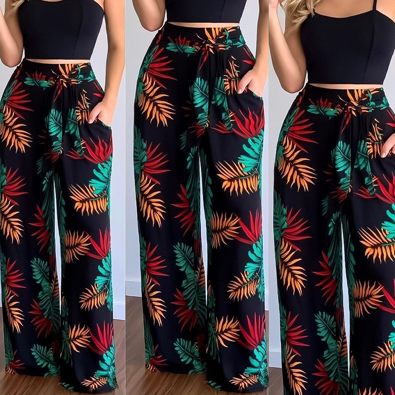 Two Piece Printed Camisole Women's Trousers Set