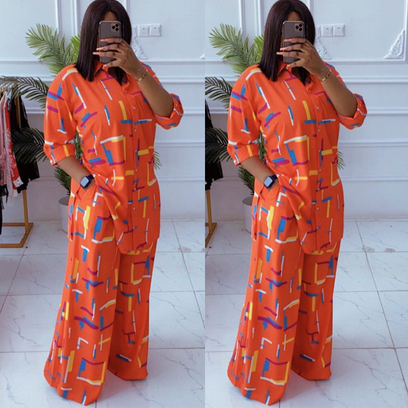 Casual Women's Two Piece Printed Loose Suit