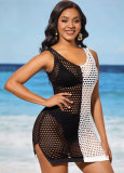 Sexy Fashion Stretch Black and White Mesh Women's Beach Dress