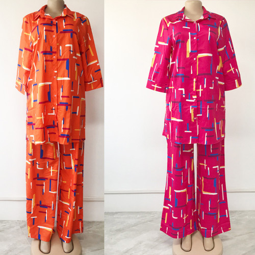 Casual Women's Two Piece Printed Loose Suit