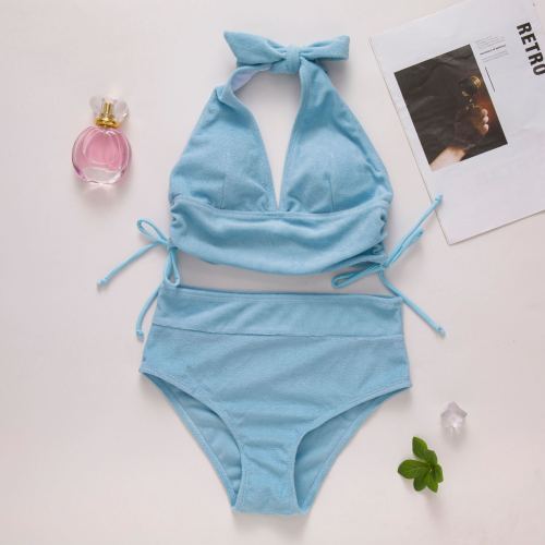 Solid Color Sexy High Waist Strap Bikini