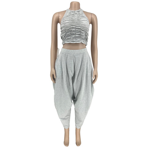 Pleated Sling Loose Yoga Pants