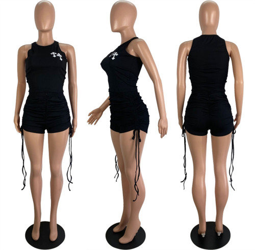Fashion thickened milk silk small pit strip set two-piece set