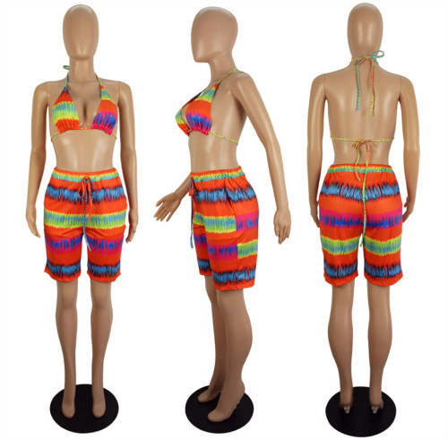 Fashion sexy positioning print two-piece set
