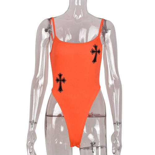 Sling tight sexy hollow U-neck jumpsuit