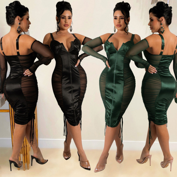 Women's Sexy Skinny Mesh Sheer Sling Dress