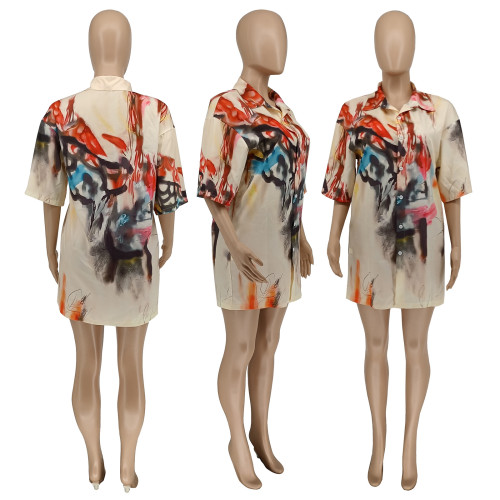 Fashion Trend Print Casual Short Sleeve Summer Shirt