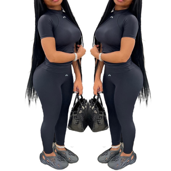 Printed Sexy Tight Crescent Trend Suit Casual Yoga Two Pieces