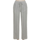 Elasticated High Waist Tie Loose Casual Track Pants