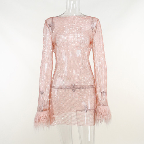 Sexy wool capillary glitter dress