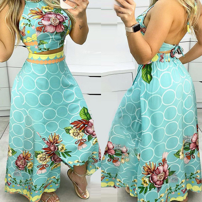 sexy top and skirt two piece set